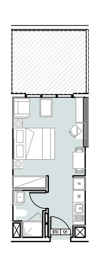 Verdana III Studio floor plan, 397 sqft