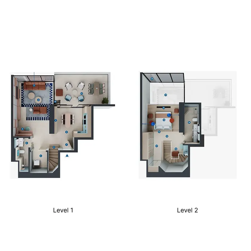 Rove Home Dubai Marina 1 bed floor plan, 1,362 sqft