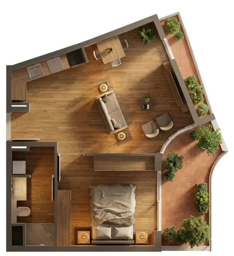 Manarina by Zenith 1 bed floor plan, 660 sqft