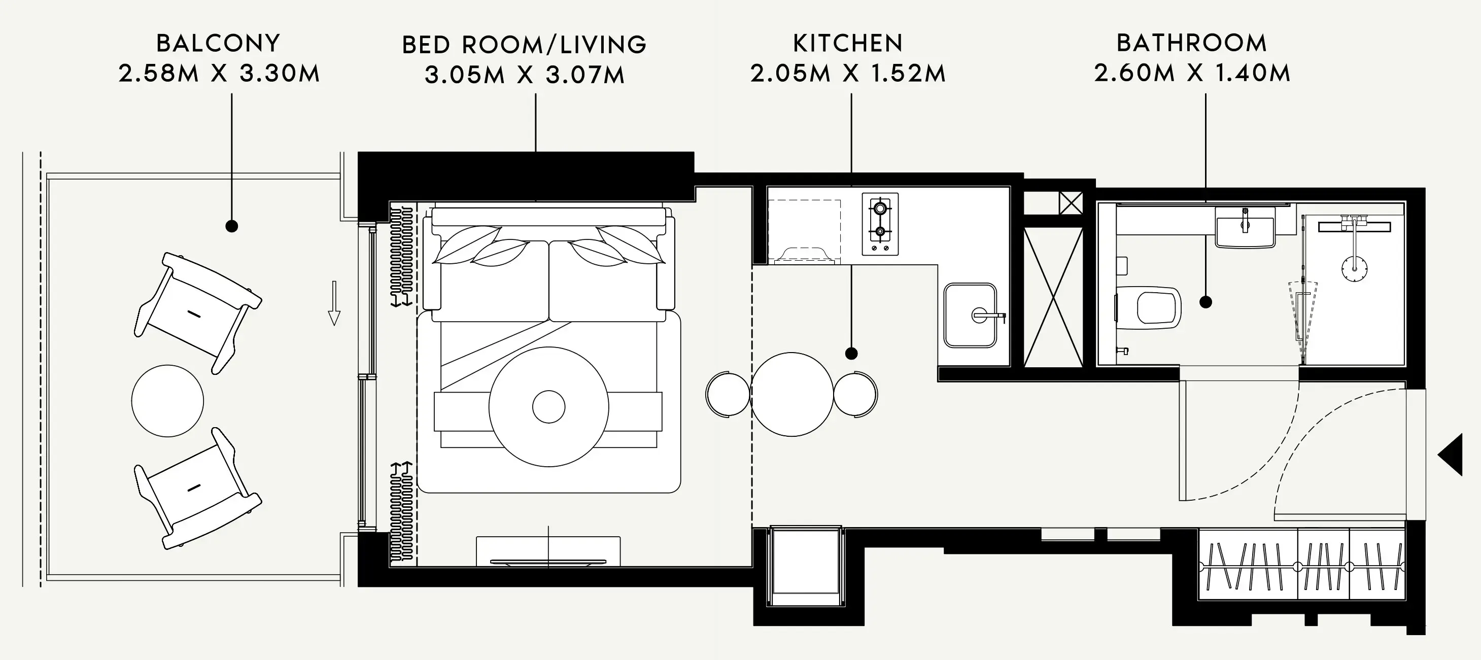 Azizi Venice Studio floor plan, 404 sqft