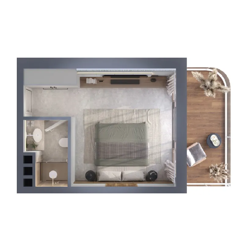Amani Melasti Studio floor plan, 344 sqft