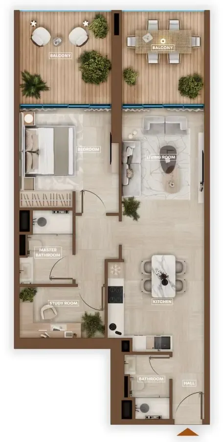 Sky Hills Astra 1 bed floor plan, 1,024 sqft