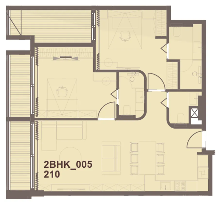 J-Haus Residence 2 bed floor plan, 1,108 sqft