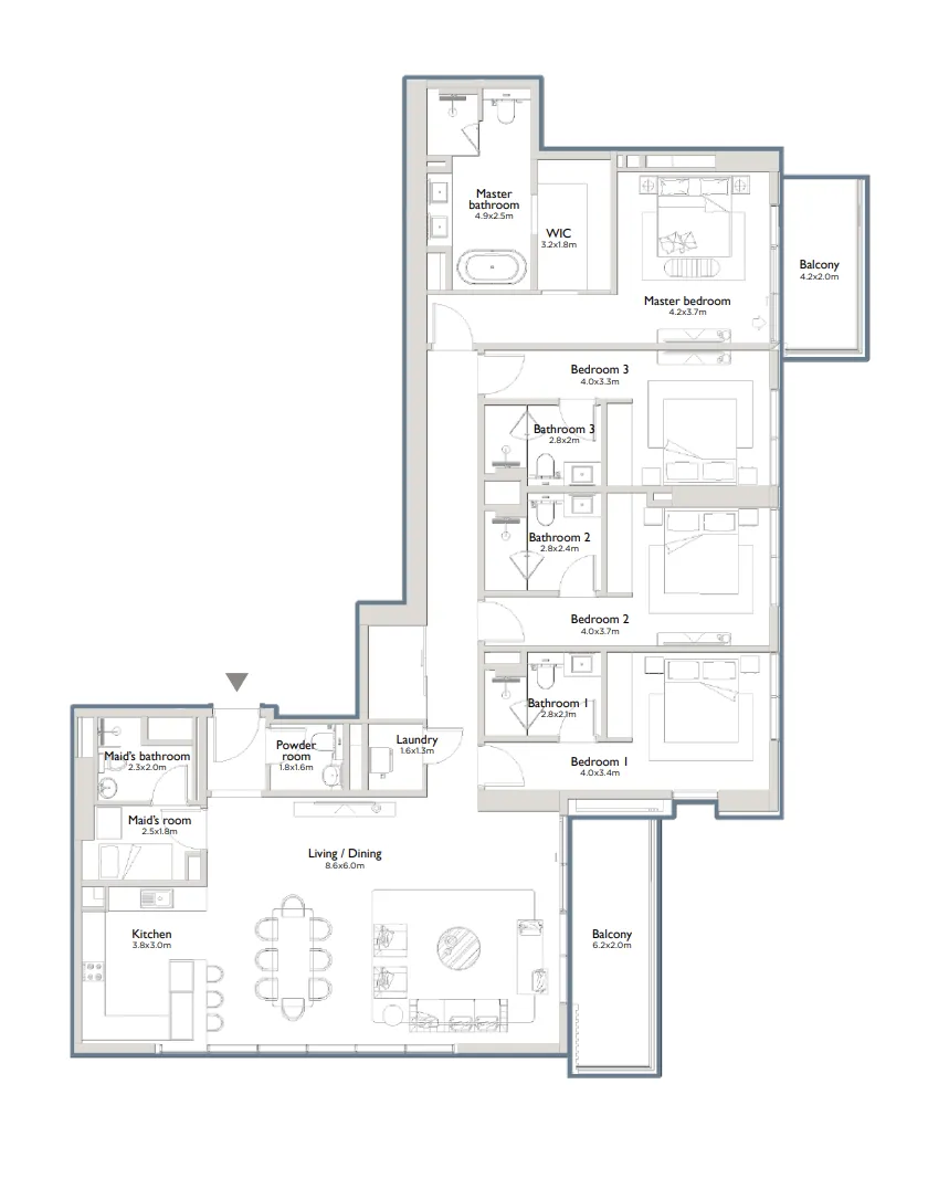 Serenia District East Residences 4 bed floor plan, 2,742 – 2,772 sqft