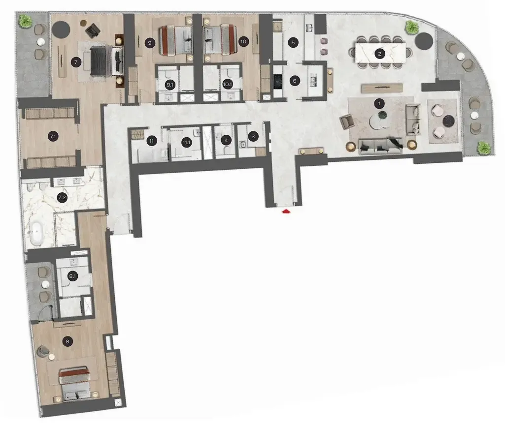 Sobha Seahaven 4 bed floor plan, 4,044 – 4,165 sqft