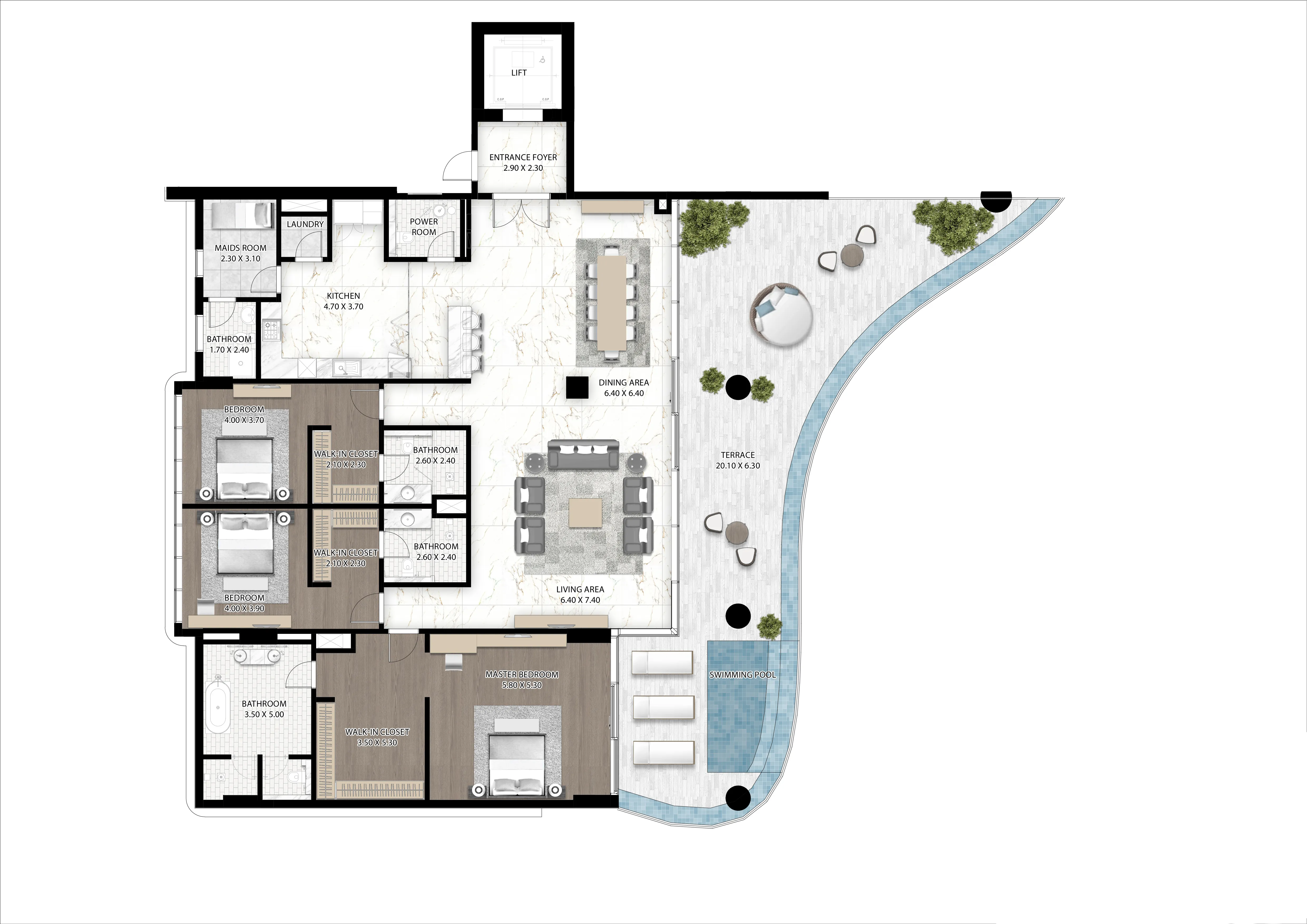 Cavalli Couture 3 bed floor plan, 4,523 sqft