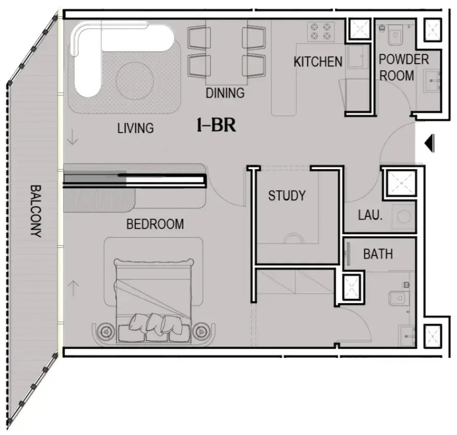 Tresora by Wadan 1 bed floor plan, 878 – 1,211 sqft