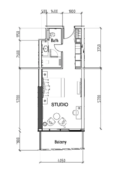 Damac Hills - Radisson Dubai Studio floor plan, 498 sqft