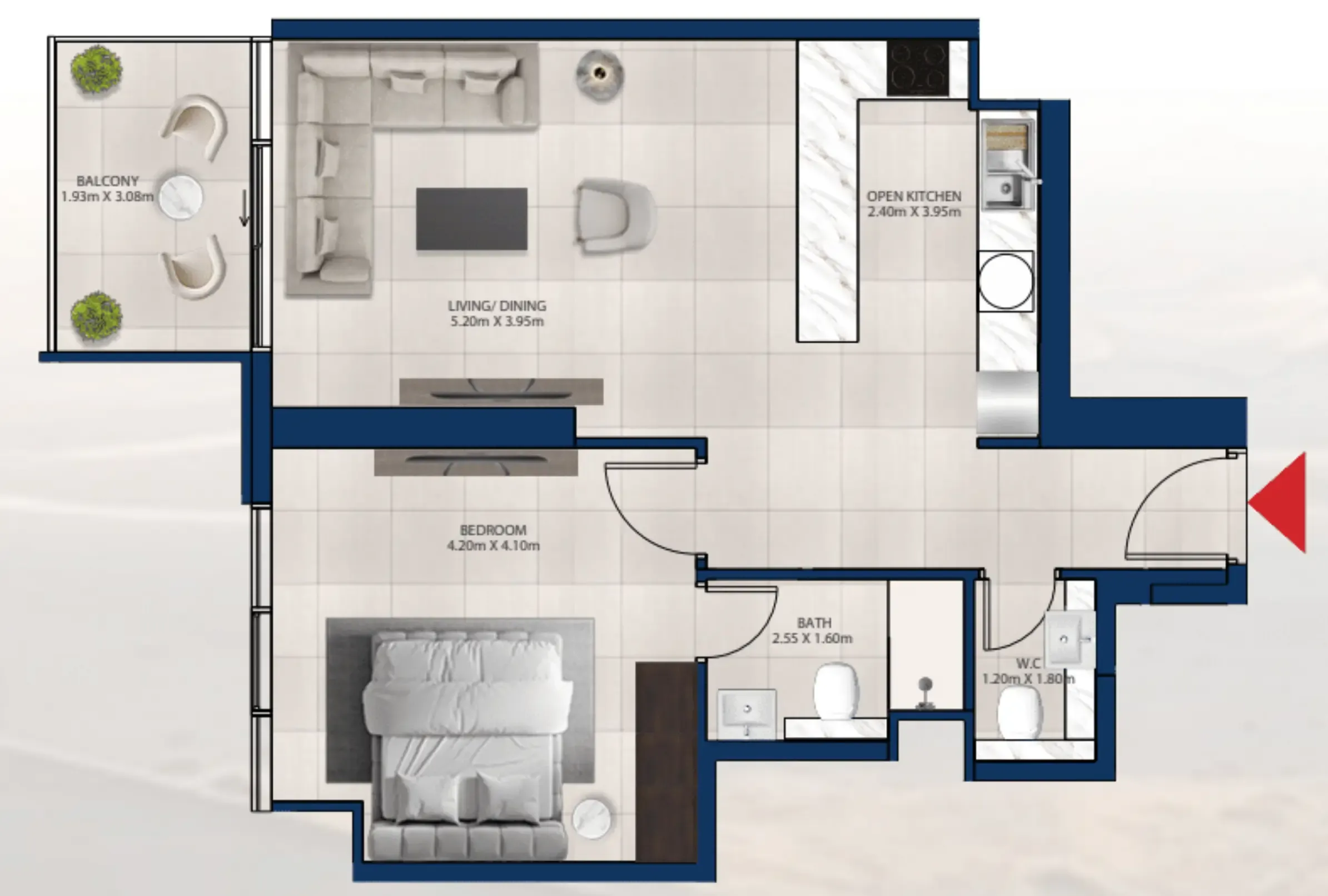 Al Vista 1 bed floor plan, 759 sqft
