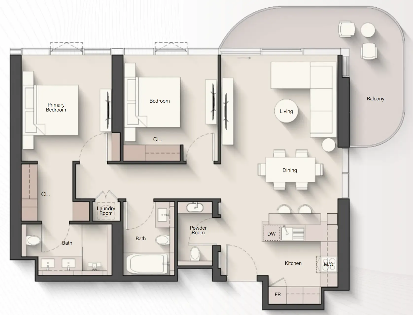Portside Square 2 bed floor plan, 1,348 sqft
