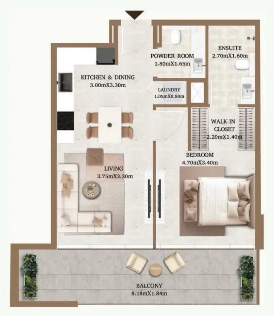 Arthouse Residences by Cledor 1 bed floor plan, 734 sqft