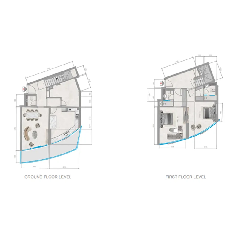 Orchid Towers Phase 1 2 bed floor plan, 1,800 sqft