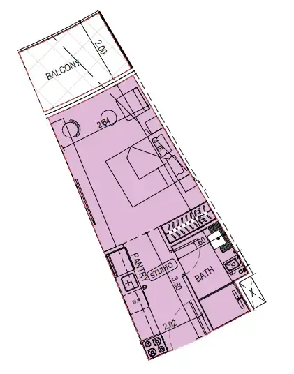 Binghatti Sky Terraces Studio floor plan, 365 – 495 sqft