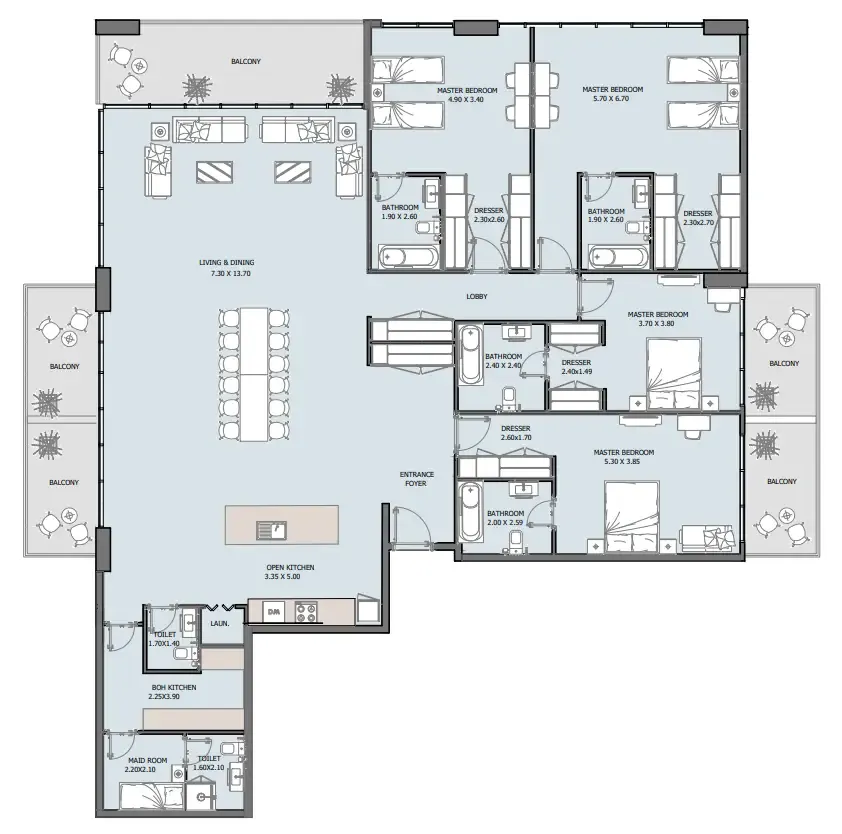 Oceana 4 bed floor plan, 3,602 sqft