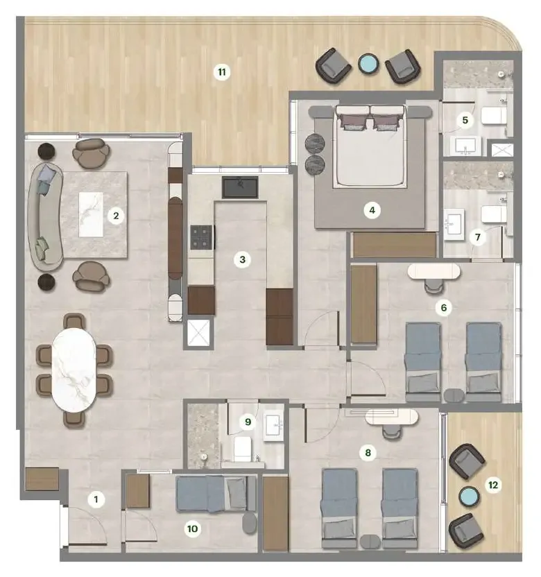 Parkgreen Residences 3 bed floor plan, 1,464 sqft