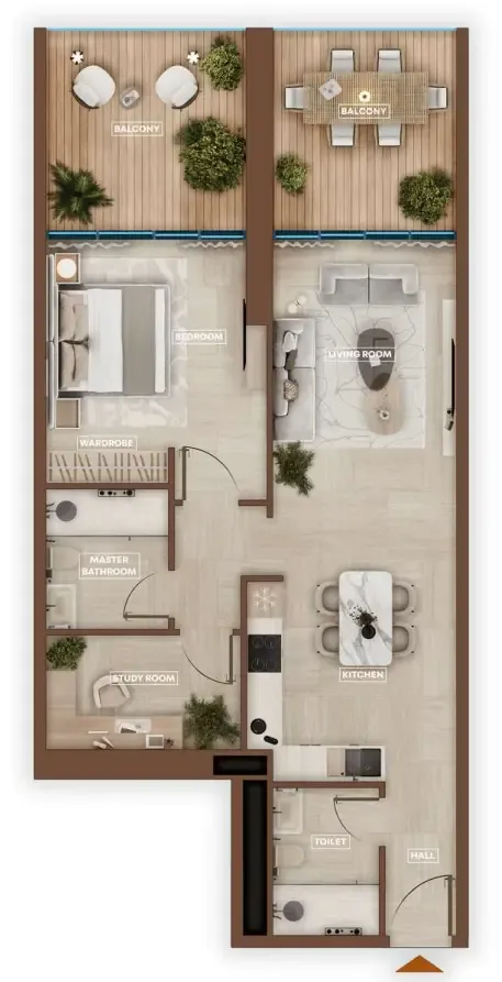 Sky Hills Astra 1 bed floor plan, 1,024 sqft