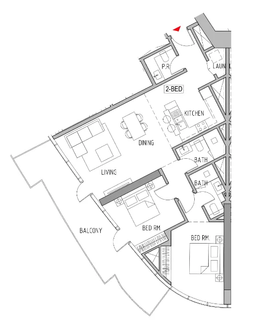 Canal Heights 2 bed floor plan, 1,313 sqft