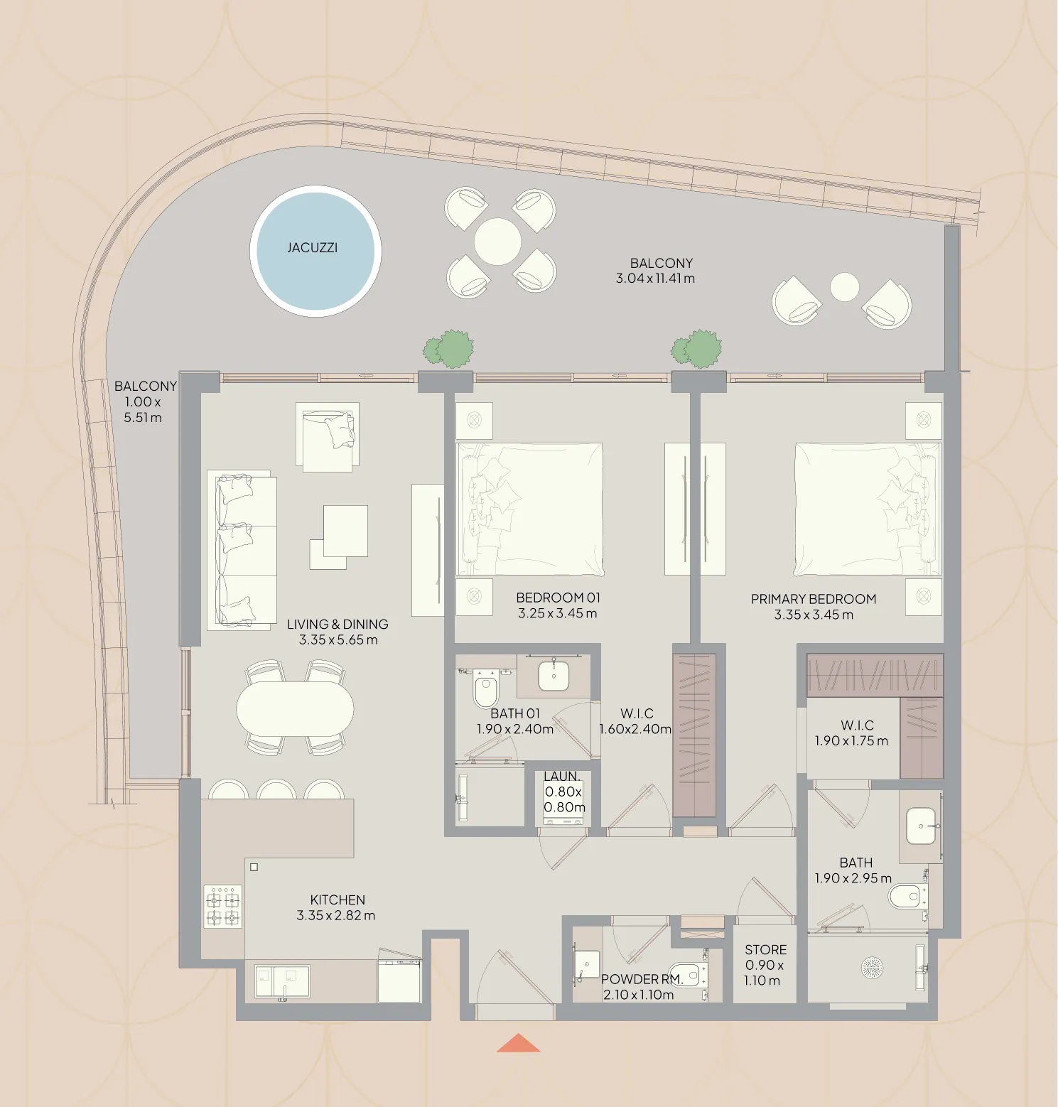 Mayfair Nexus 2 bed floor plan, 1,067 – 1,136 sqft