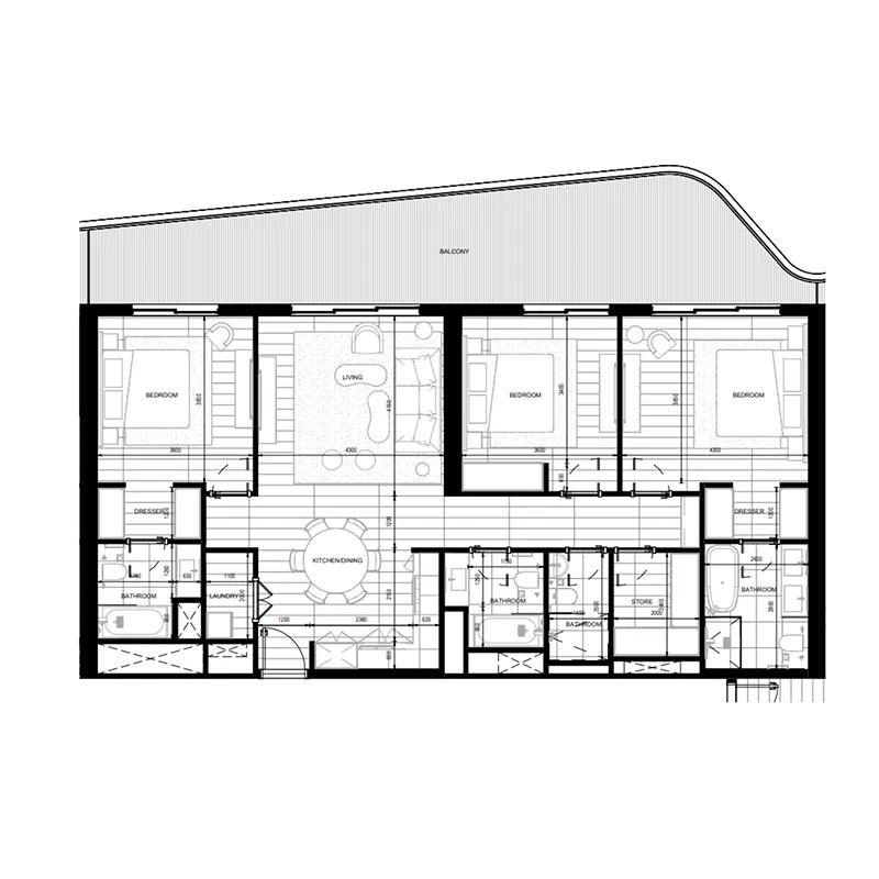 Nikki Beach Residences 3 bed floor plan, 2,195 sqft