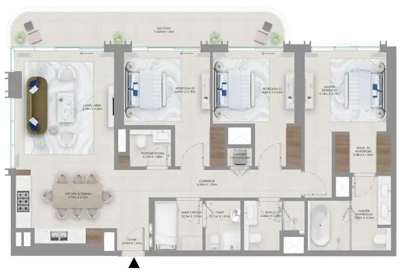 Baystar by Vida 3 bed floor plan, 1,704 sqft