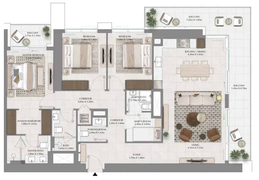 Lyvia By Palace 3 bed floor plan, 1,821 sqft