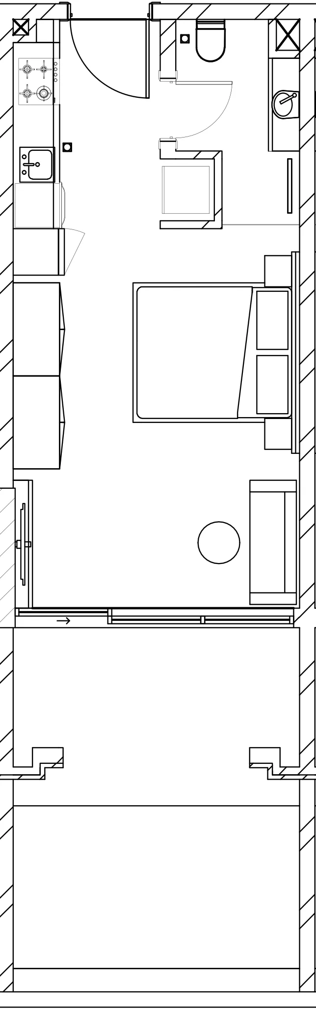 Berkeley Square Studio floor plan, 531 sqft