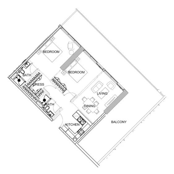 Golf Greens 2 bed floor plan, 1,484 sqft