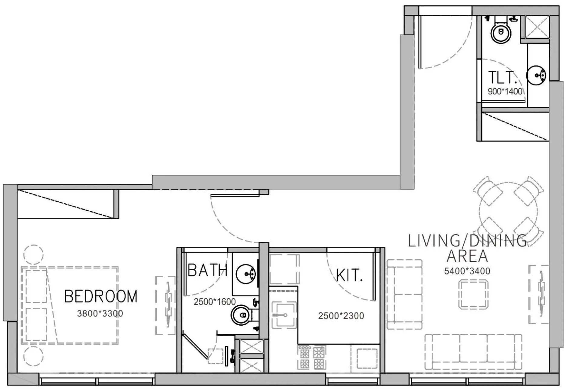 Stamn Yuni 1 bed floor plan, 615 sqft