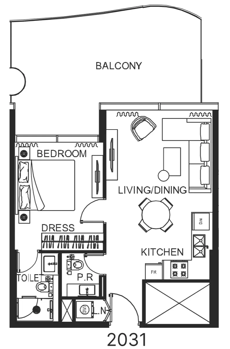 The WOW Tower 1 bed floor plan, 804 sqft