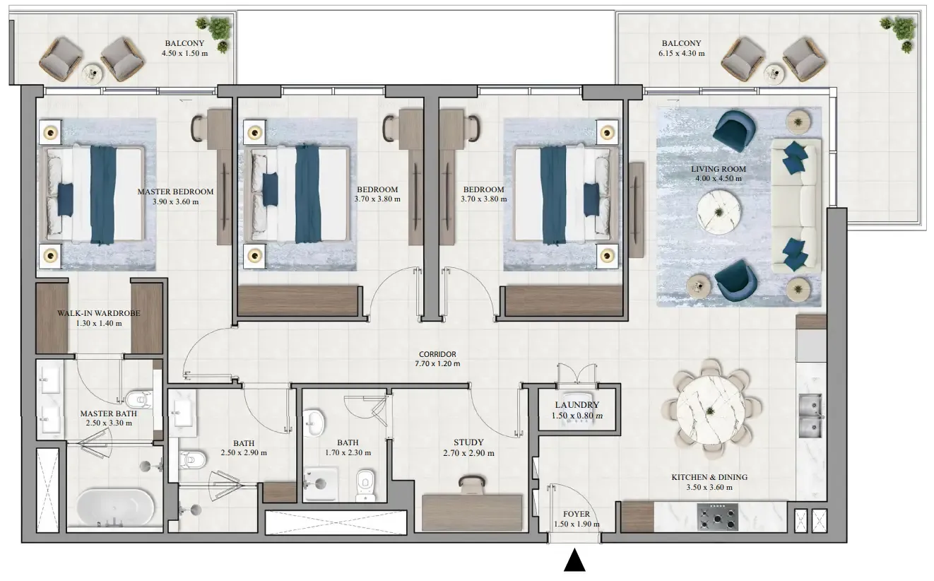 Grove Ridge 3 bed floor plan, 1,752 sqft