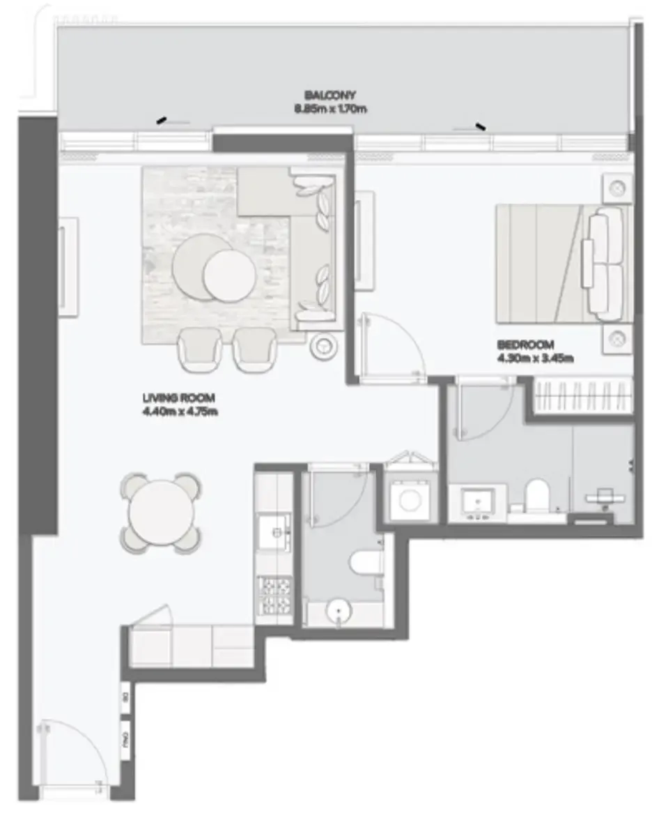 Mansory Residences by Amaal 1 bed floor plan, 931 sqft