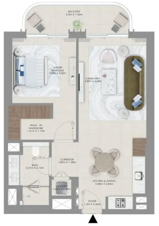 Baystar by Vida 1 bed floor plan, 774 sqft