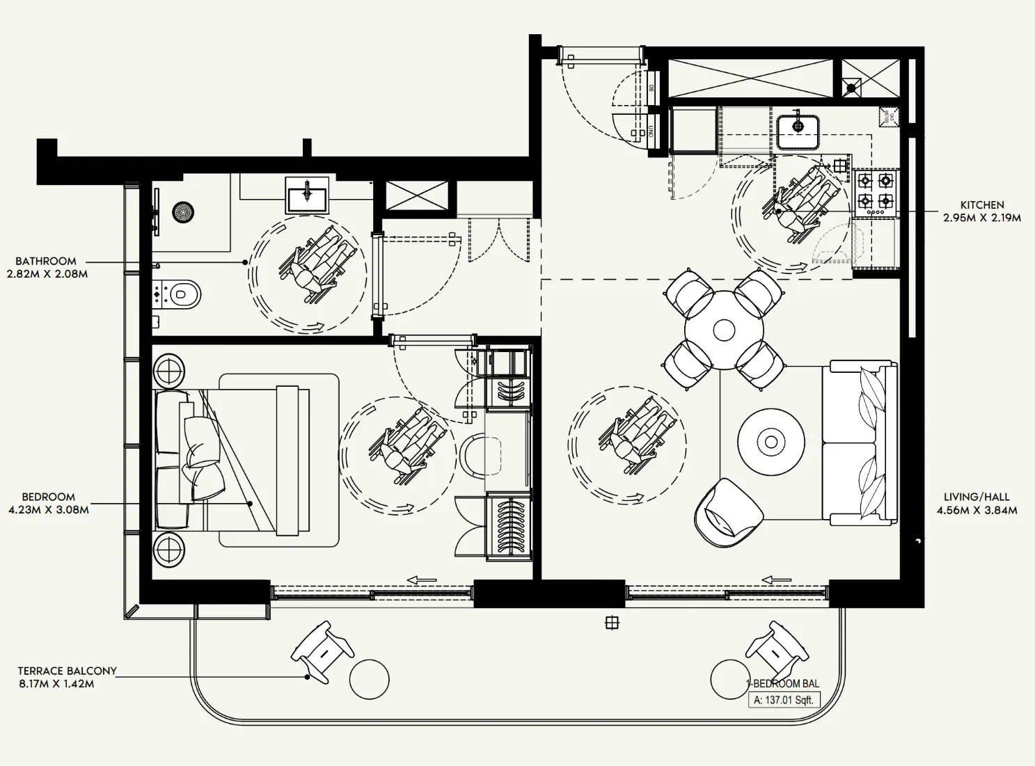 Azizi Jewel 1 bed floor plan, 773 sqft