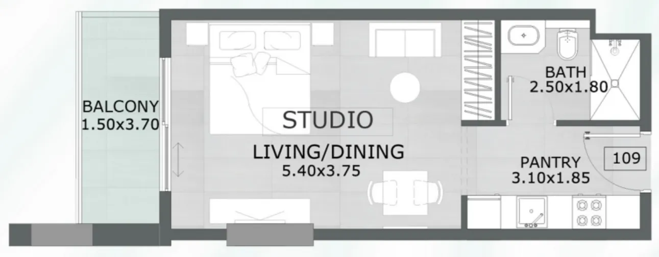 Floarea Grande Studio floor plan, 426 sqft