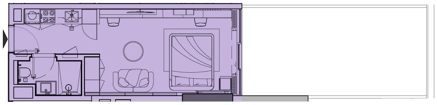 Le Blanc Studio floor plan, 822 – 829 sqft
