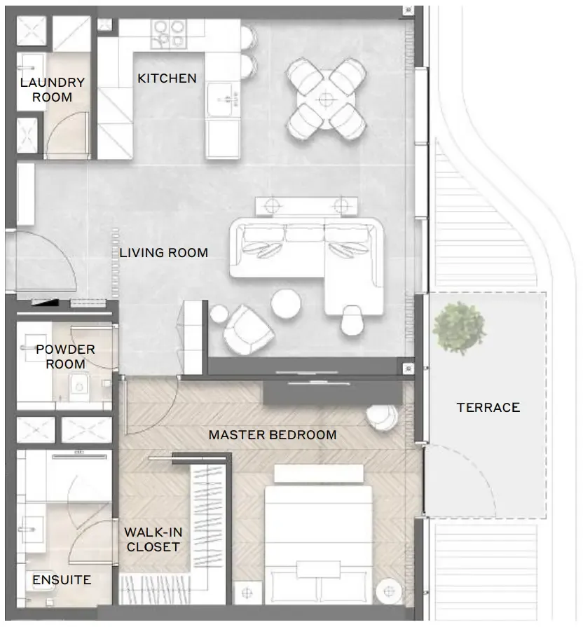 Avida Residences 1 bed floor plan, 816 sqft