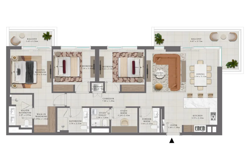 Golf Trails 3 bed floor plan, 1,605 – 1,606 sqft