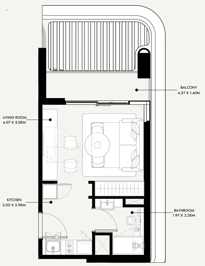 Azizi Sakandar Studio floor plan, 342 sqft