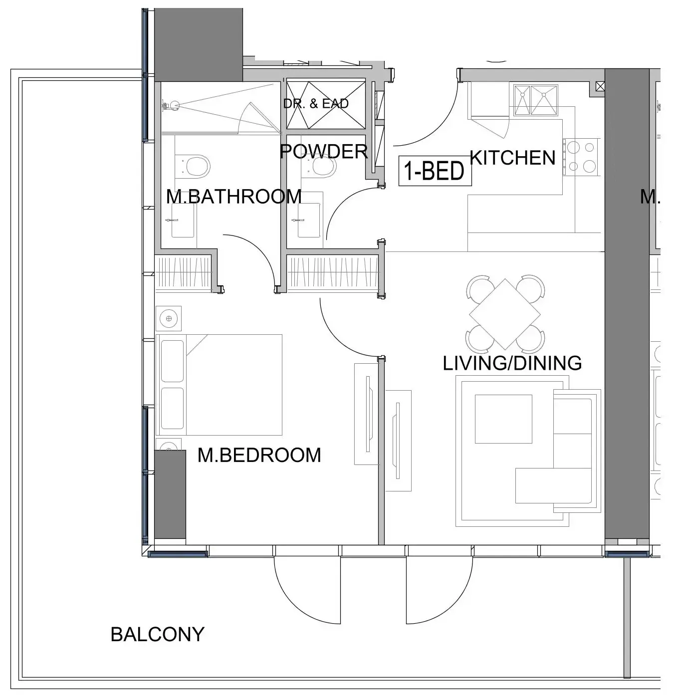 Damac Safa Gate 1 bed floor plan, 984 sqft