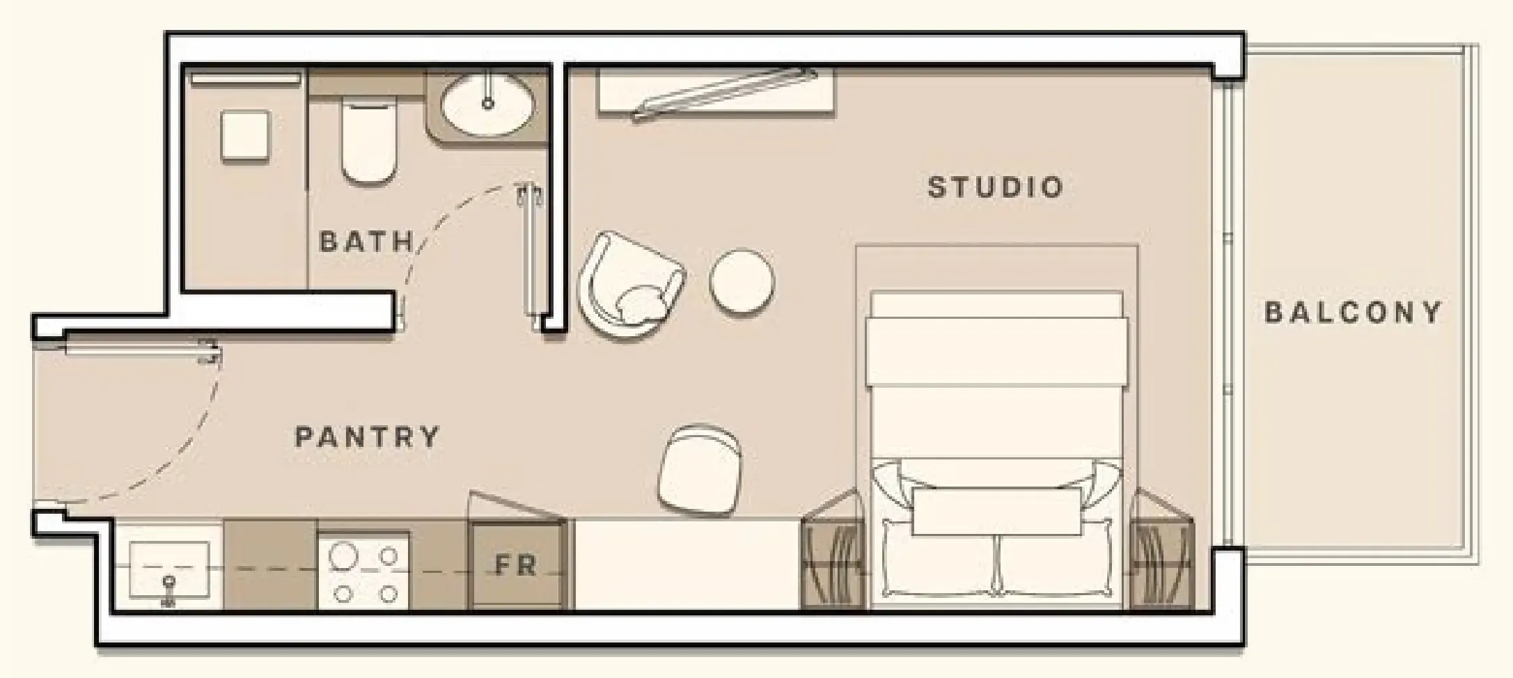 Lume Residences Studio floor plan, 335 sqft