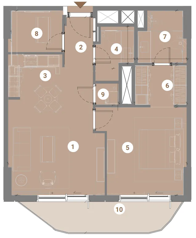 Takaya 1 bed floor plan, 828 – 1,056 sqft