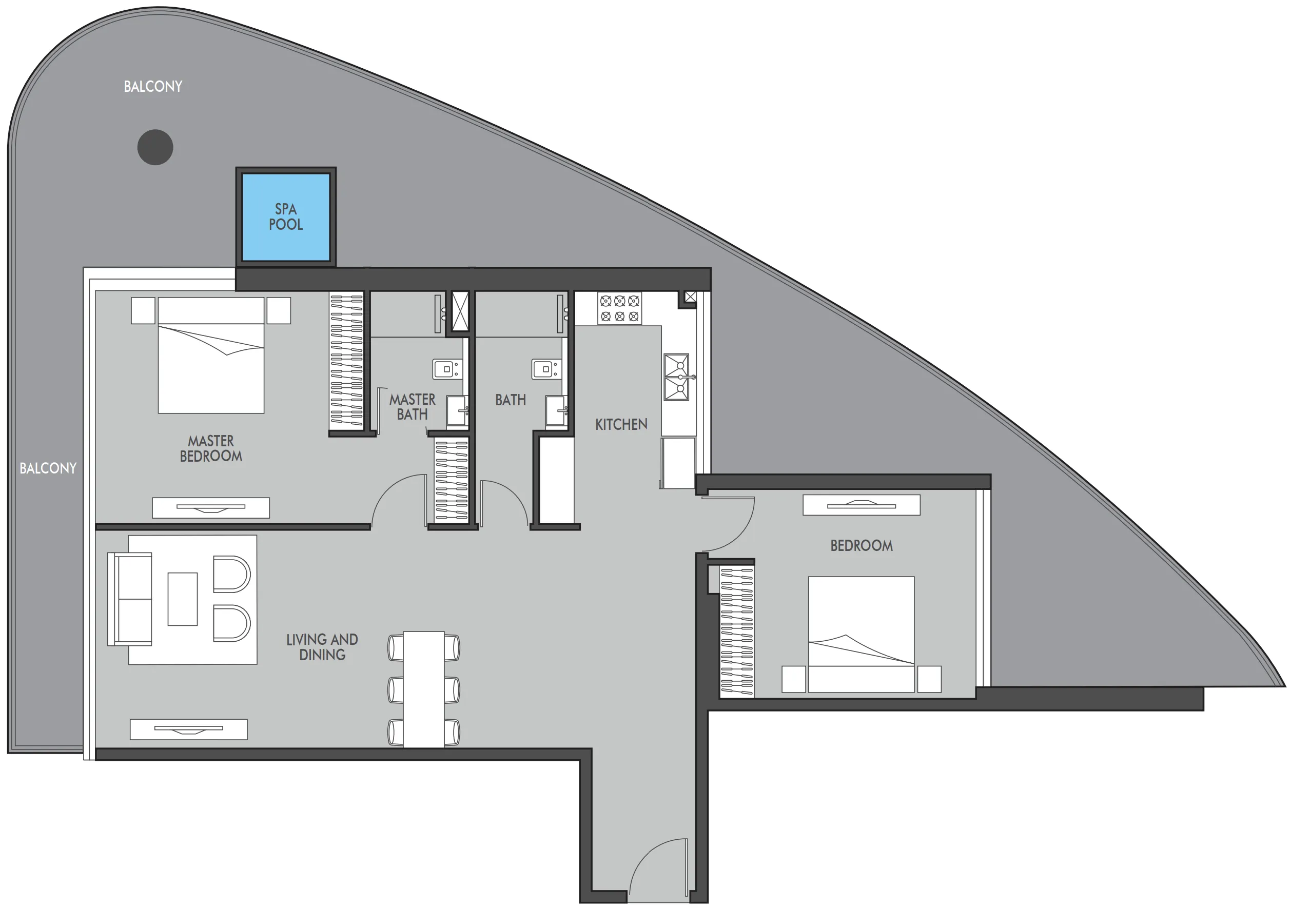 Golf Place 2 bed floor plan, 1,992 sqft