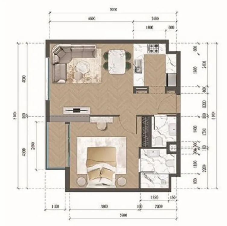 Altai Tower 1 bed floor plan, 618 sqft