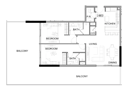 Damac Lagoons Views Phase 2 2 bed floor plan, 1,797 sqft