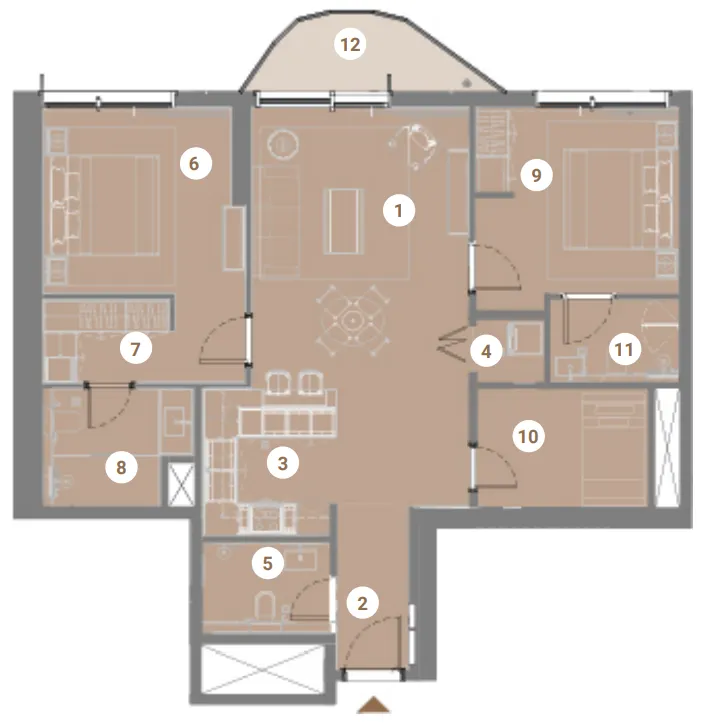 Takaya 2 bed floor plan, 1,188 sqft