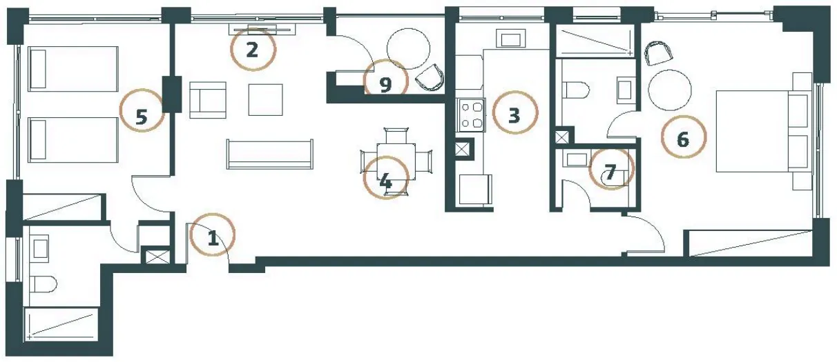 Whitestone Residences 2 bed floor plan, 1,024 sqft