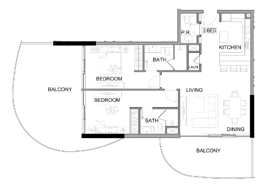 Damac Lagoons Views Phase 2 2 bed floor plan, 1,512 sqft