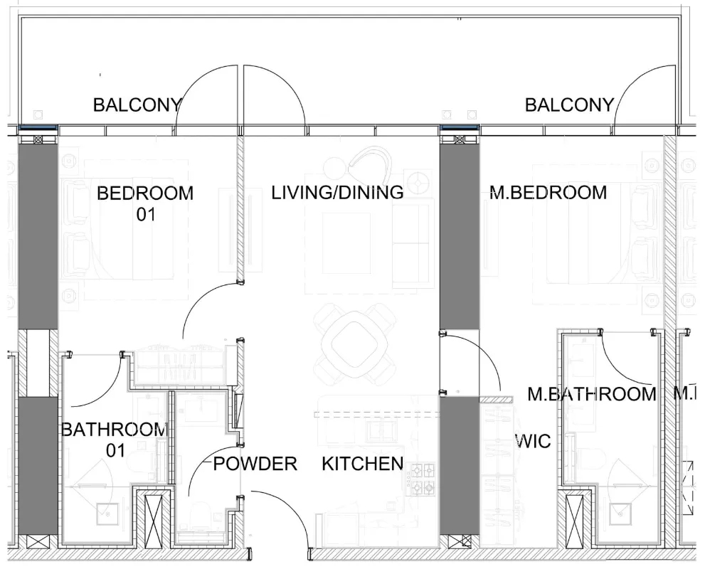 Damac Safa Gate 2 bed floor plan, 1,156 sqft