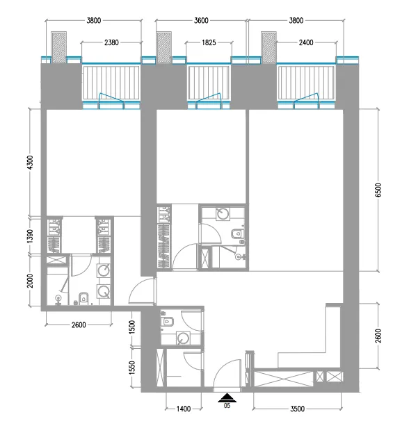 Tiger Sky Tower 2 bed floor plan, 1,473 sqft