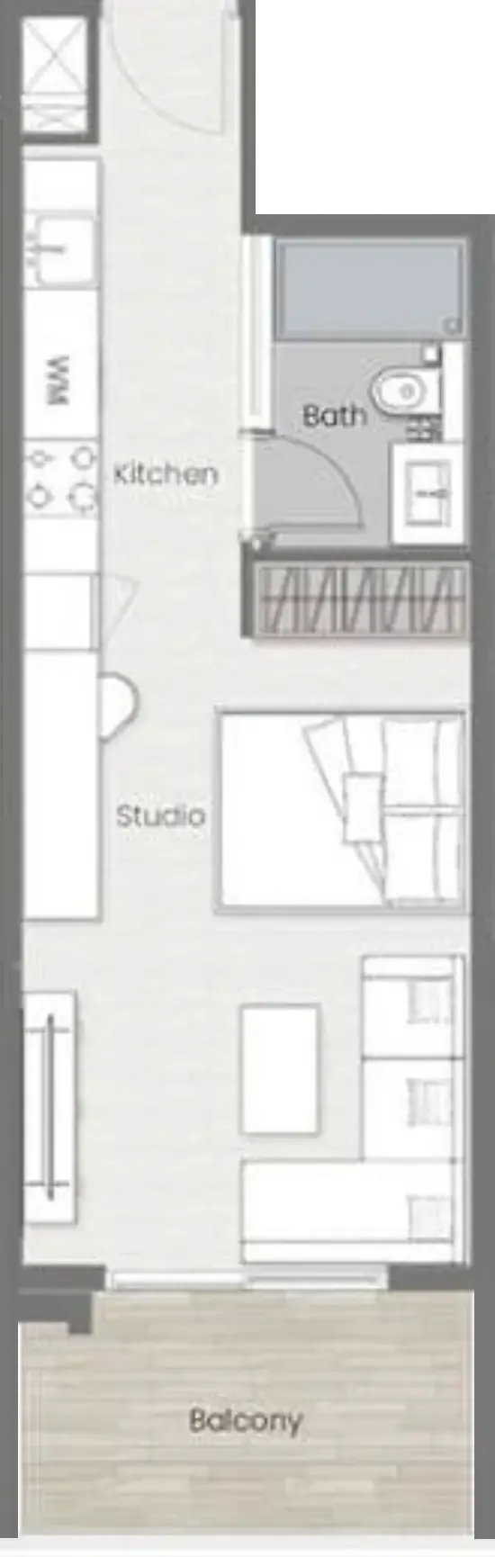Beverly Park Studio floor plan, 438 sqft